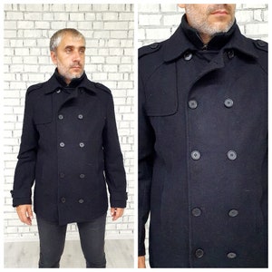 Mens coat khaki coat XXL mens outerwear Mens wool coat vintage Mens Overcoat winter coat Warm coat retro Coat minimalist coat