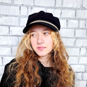 black cap military hats newsboy hat Newsboy Cap fisherman cap military cap steampunk hat captain biker cap Cabbie Cap fiddler cap sailor