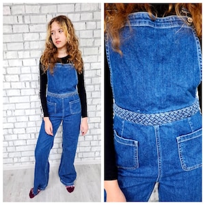 Denim Overall L vintage womens overall pants Denim jumpsuit Denim Pants jean overalls Retro overalls Denim Coverall  grunge jeans Coveralls
