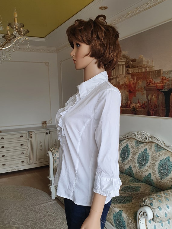 H&M womens blouse white blouse Ruffle blouse  eve… - image 4