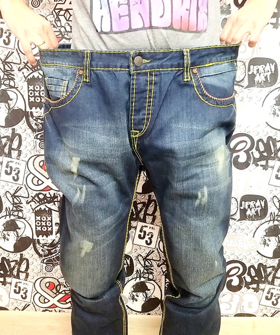 Rock Jeans Mens Jeans Blue Denim Pants 
