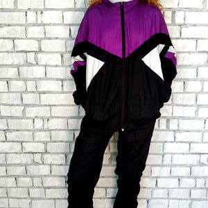 UNISEX Black abstract  sport suit M vintage  womens Mens track suit 90s Womens Mens sport pants windbreaker track top womens sport suit