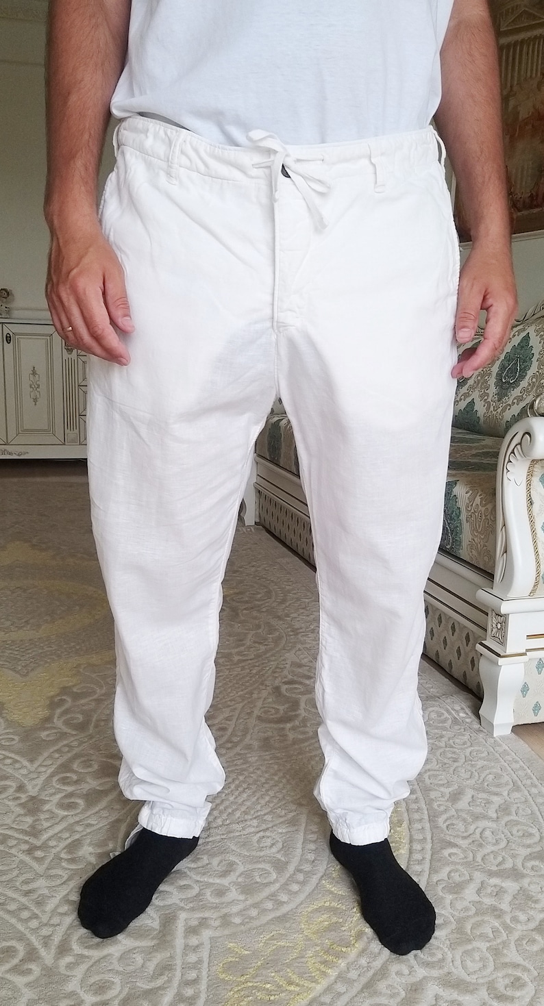 Mens White linen Pants Mens linen trousers Mens linen Pants Etsy