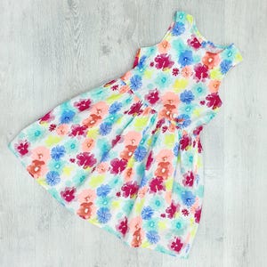 7-8 years floral dress multicolor watercolor dress girl dress Kids children child dress toddler dress summer outfit summer skater dress