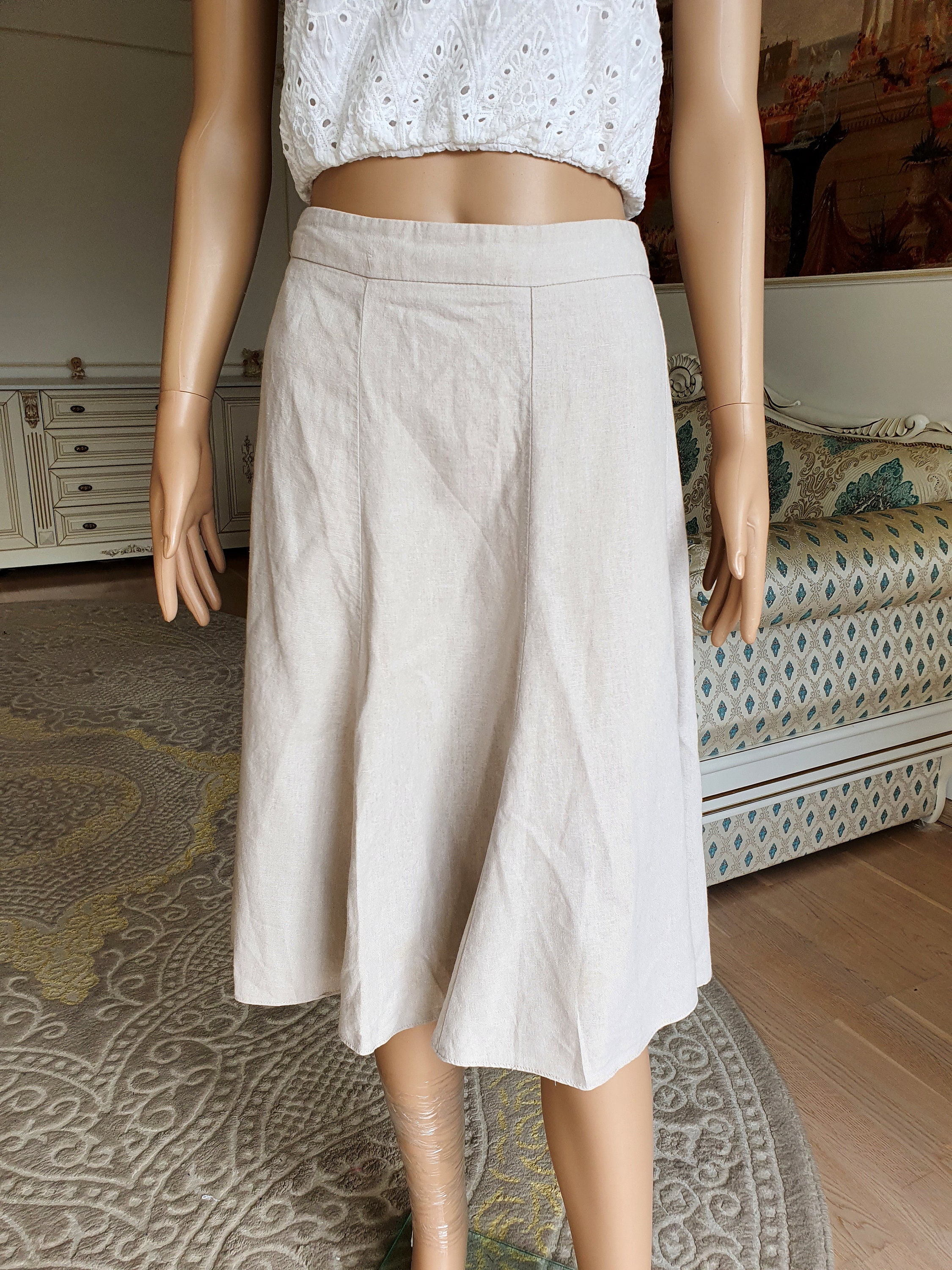 Ladies Long Twill Skirt - Beige