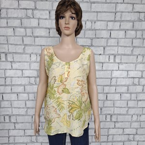Yellow  world map print top XL womens tank top world map blouse world map print shirt womens shirt womens blouse summer beach top