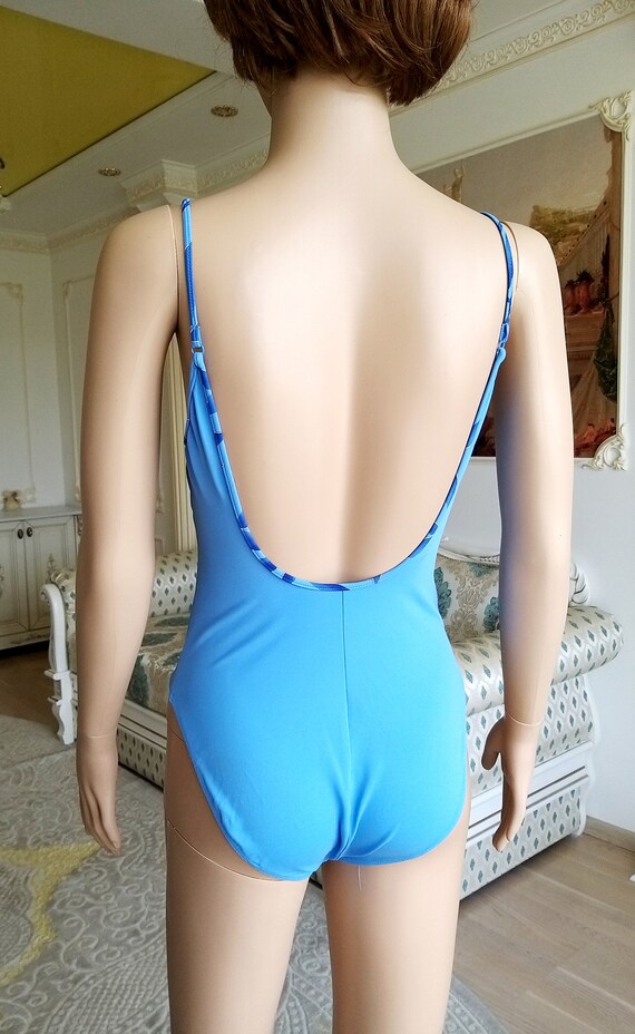 women Swimwear Vintage floral swimsuits 90s  blue… - image 6