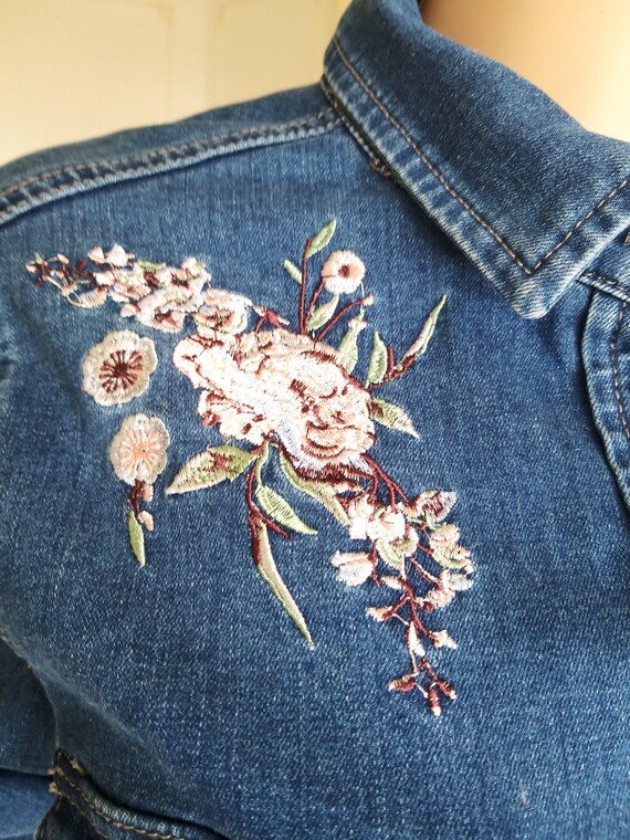 embroidered jean dress Denim dress womens dress F… - image 4