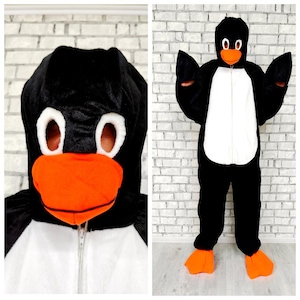 ADULT Cosplay penguin Mascot Costume  halloween costume bird costume Jumpsuit Romper animal onesie black white costume