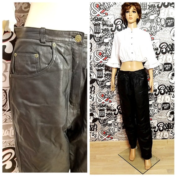 Leather Clothing black Leather pants M cowgirl pan
