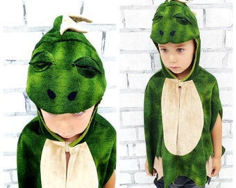 3T Green Dragon costume  Dragon top kids Cape Cosplay Dragon Cape halloween costume dinosaur Cape hooded Cape children Cape  animal Cape