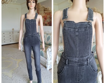 Black jean jumpsuit Denim jumpsuit Denim Overall Black womens overall pants  Retro overalls Bib Overall XS grunge overalls Bib Dungarees