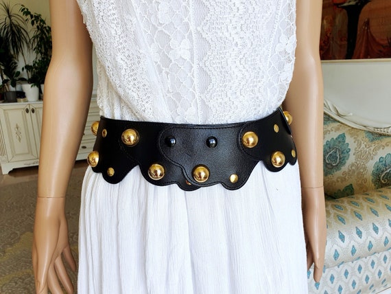 black leather belt Corset belt women Leather Belt… - image 1