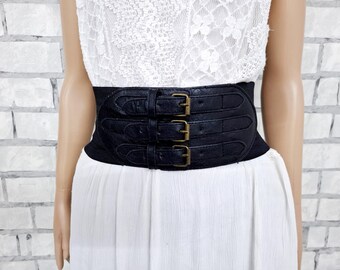 VEGAN LEATHER BLACK SKINNY BELT BOHEMIAN GOLD EMBELLISHED MINIMALIST ACCESSORY Black Woven Vegan Leather Belt: Gold Buckle, Adjustable Boho  main image 4