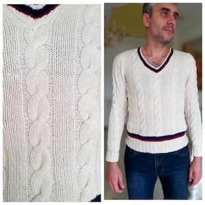 mens sweater white sweater mens jumper mens pullover Winter sweater warm sweater chunky sweater mens Knitted sweater Knit sweater S