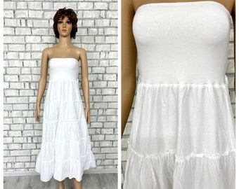 Damesjurk S witte lange jurk trouwjurk witte zomerjurk bruidsjurk maxi zomerjurk oogjesjurk strapless jurk strandjurk