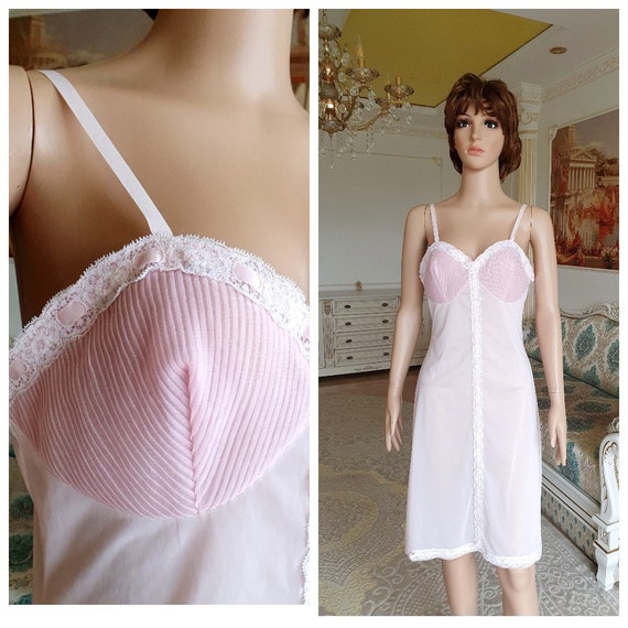 pink nightgown M wedding lingerie Sheer Slip Dress b… Gem
