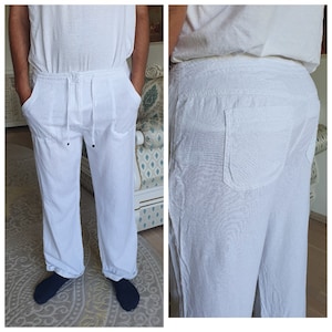 Pantalón de lino blanco para hombre XL Pantalón de lino para hombre Pantalón de lino para hombre Pantalón blanco para hombre Pantalón chino Pantalón de hombre Pantalón de verano para hombre