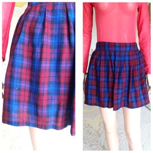 womens skirt Vintage purple plaid skirt Circle skirt purple skirt  Rockabilly skirt Skater Skirt Pin Up skirt pleated skirt full skirt M
