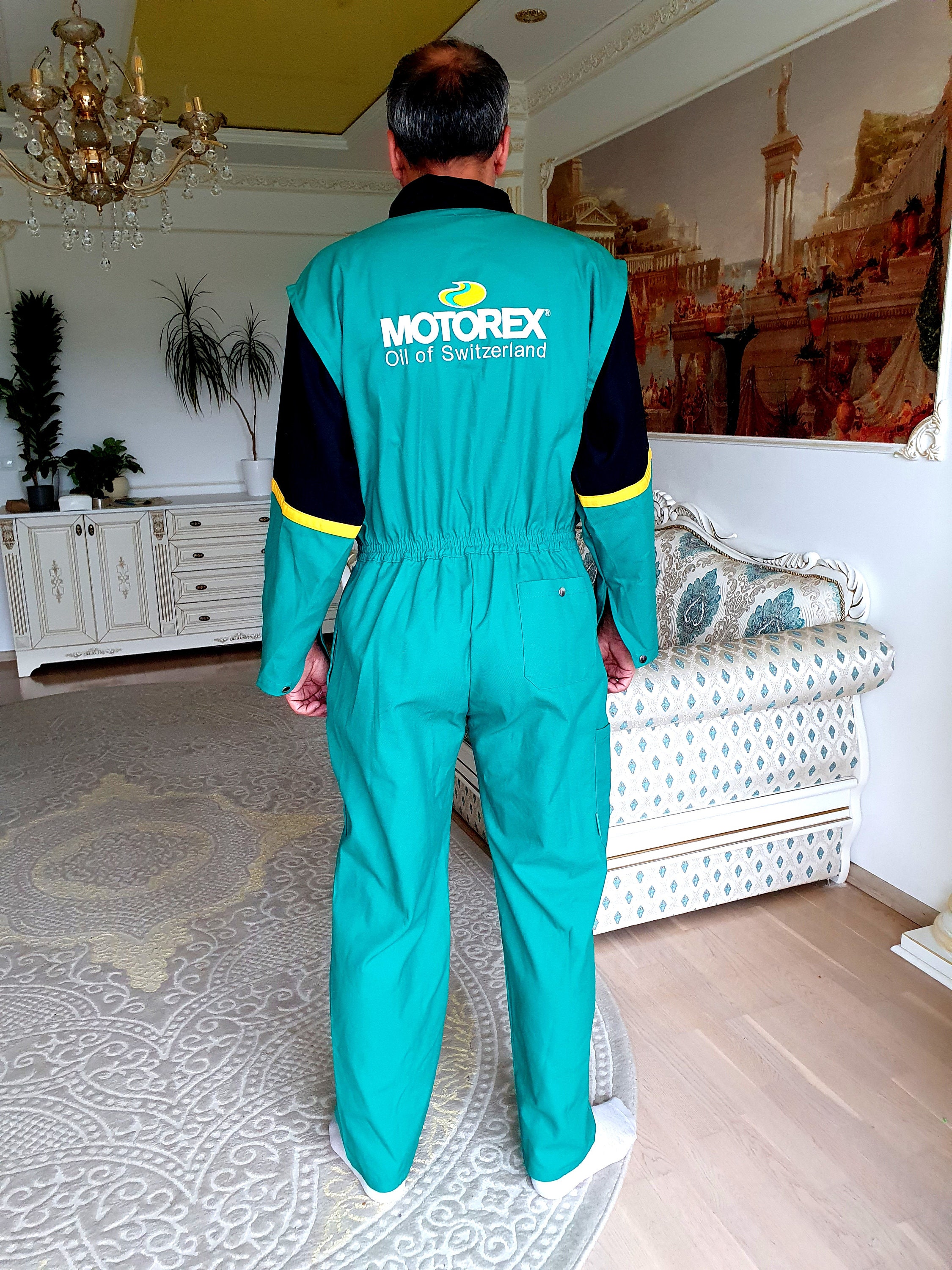 One Piece Green Coveralls Vintage Green Jumpsuit Mens Overalls Zip