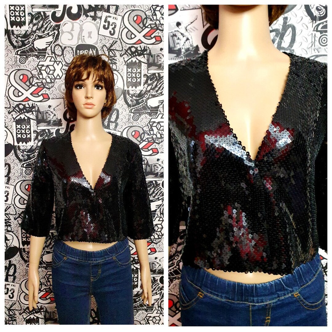 Black Sequin Jacket Womens Jacket Womens Blazer Black Blazer Etsy