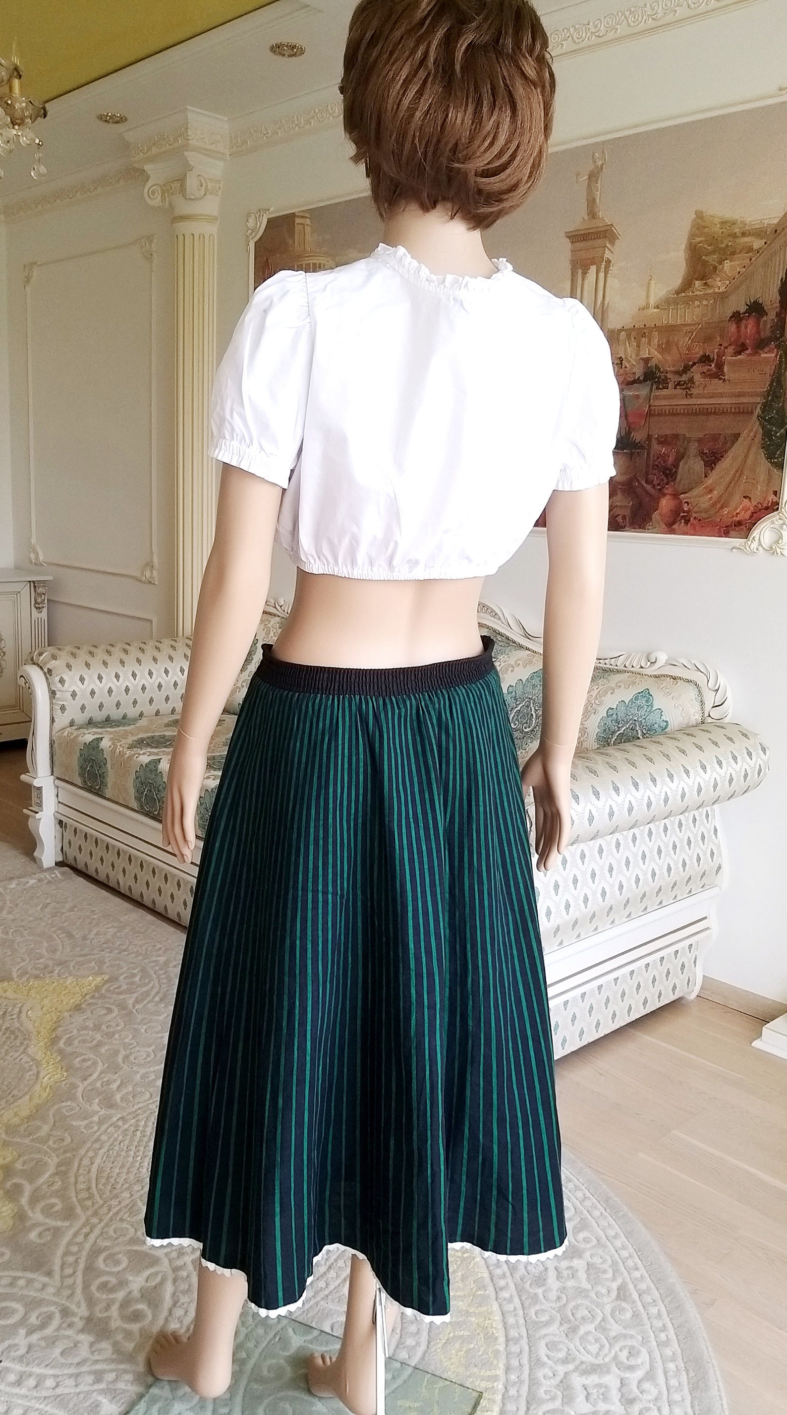 Jupe Vintage Bavaroise Koch & Poehlmann - Taille XS, 100% Laine, Noir, Plissée, Occasion Très Bon état