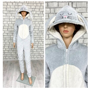 Bata de forro polar súper suave para mujer, con cremallera frontal, bata de  baño con capucha, pijama de franela de invierno (color gris, talla: L)