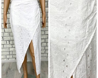 witte wrap kant rok zomer rok M bruiloft bruids rok Petticoat rok witte petticoat oogje rok boer rok lange witte rok