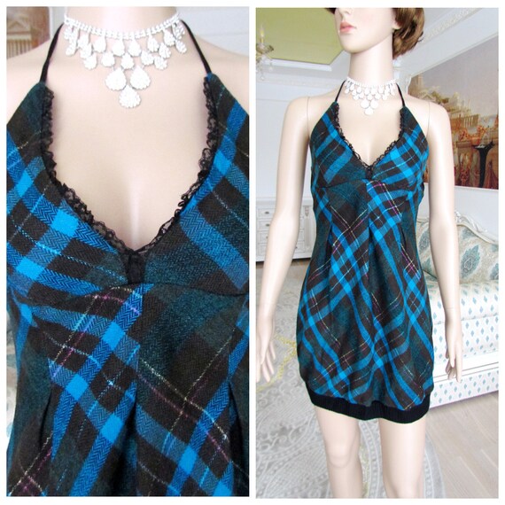 plaid evening dress