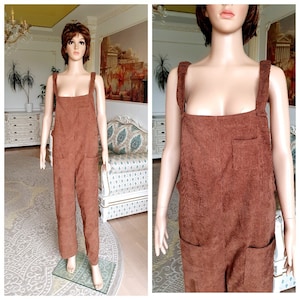 brown  Overall women Overall corduroy pants brown  corduroy jumpsuit Pants corduroy Overall grunge overalls XL