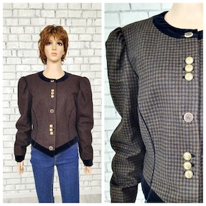 Bavarian Clothing Folk Clothing button Houndstooth  wool jacket wool blazer Austrian Blazer trachten jacket Dirndl jacket l Loden Jacket