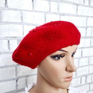 red women hat S Headwear retro hat womens winter hat wool hat warm hat warm beret wool beret womens beret boho burgundy beret retro beret