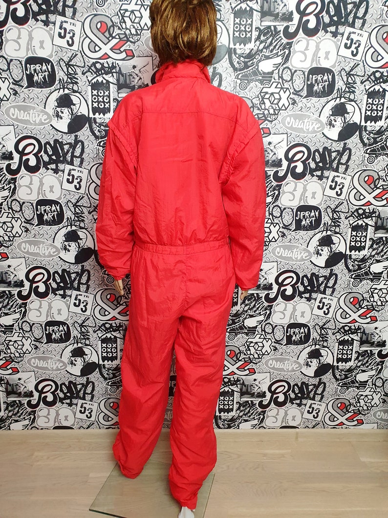 RED Ski Suit Womens Clothing Vintage Skiing Tracksuit Warm Winter