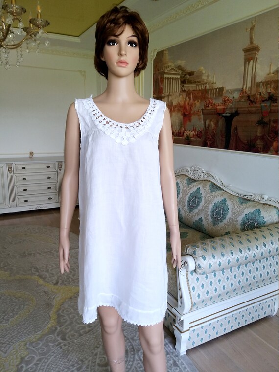 40s  century chemise  Italy linen Nightshirt  Ant… - image 3