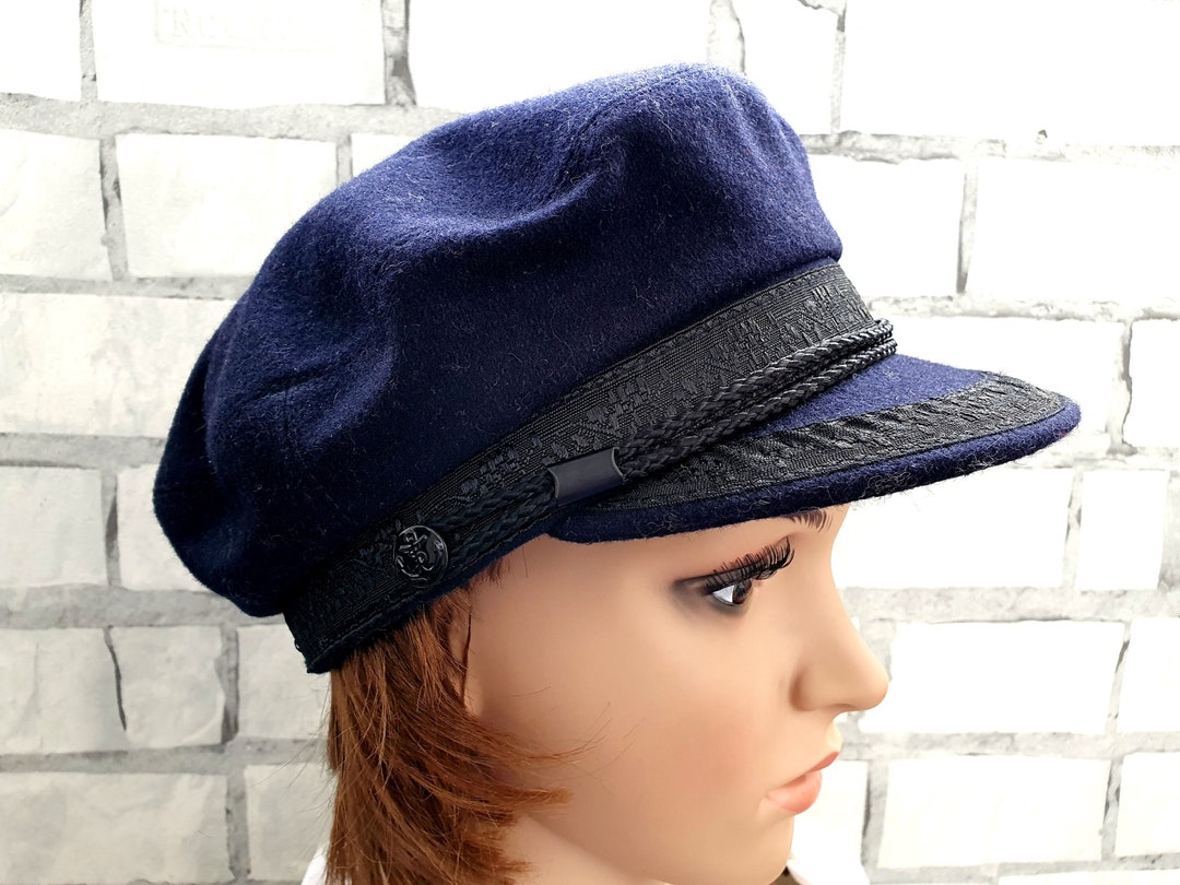 Newsboy Hat Newsboy Cap Navy Blue Fisherman Cap Military Hats Etsy