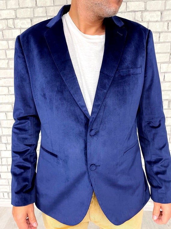 navy blue velvet blazer mens velvet jackets Mens … - image 3