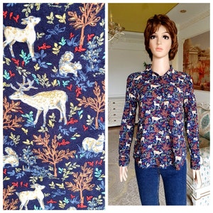 Averill | Woodland And Animals Repeat Pattern Printed Women's Casual Shirt main image 0