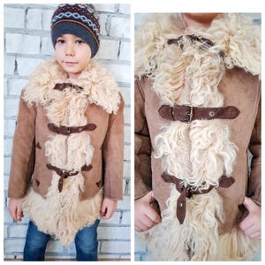 4T brown sheepskin coat Kids Clothing Kids sheepskin coat baby coat  Kids Child coat boys sheepskin coat Childrens winter coat warm coat