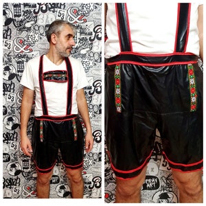 black Lederhosen XL Oktoberfest Clothing Oktoberfest Costume mens Lederhosen Bavarian shorts german costume trachten Oktoberfest Trousers