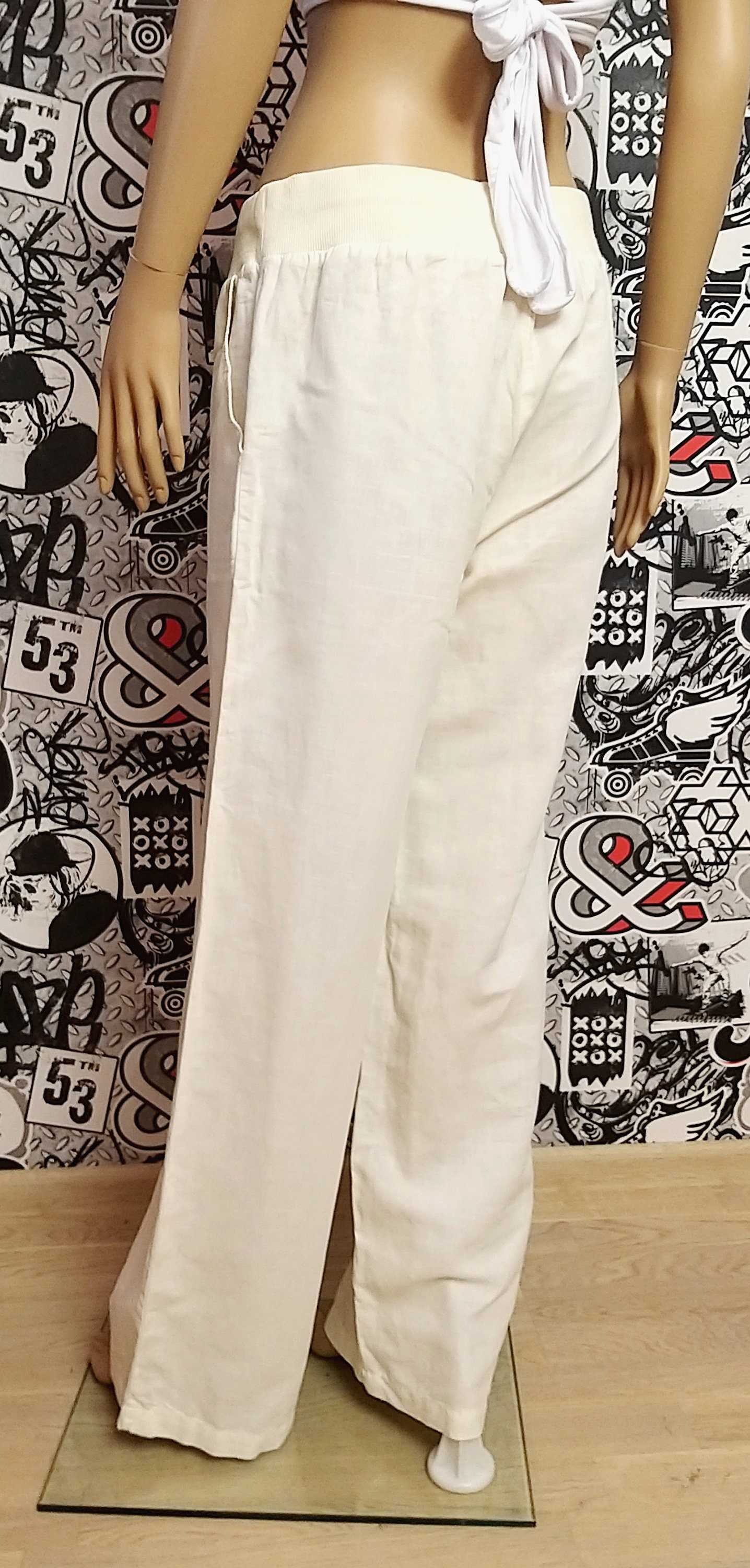 White Pants XL White Linen Pants White Linen Clothing Womens Etsy