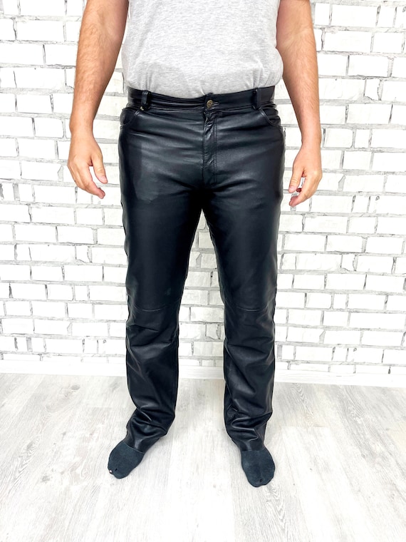 Mens Leather Clothing Western Leather pants Retro… - image 2