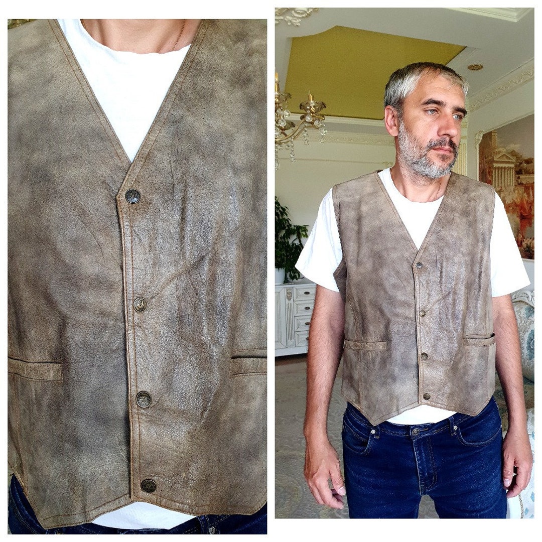 Mens Vest Leather Vest Mens Leather Vest for Men Leather Clothing