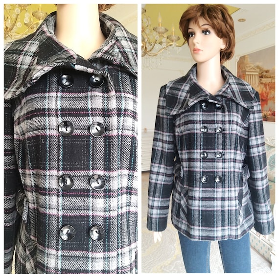 Christmas Gift plaid coat womens wool coat womens