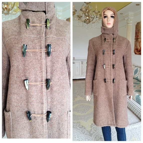 womens coat hooded coat Brown coat Vintage oversiz
