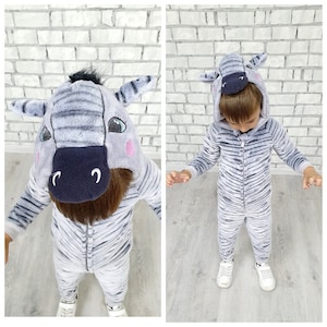 2T kids zebra costume Animal costume children Toddler Costume Kigurumi pajamas Sleepwear halloween Party Costume cosplay