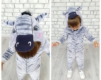 2T kids zebra costume Animal costume children Toddler Costume Kigurumi pajamas Sleepwear halloween Party Costume cosplay