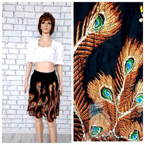 Peacock Print Skirt Etsy