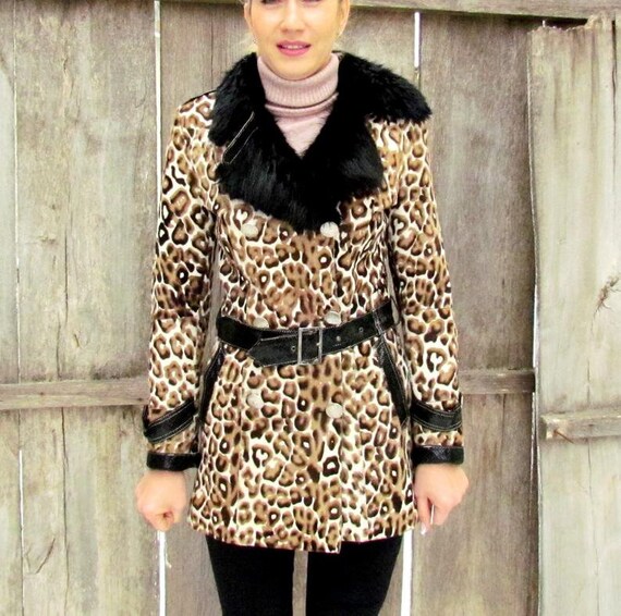 Genuine goat coat 80s fur coat womens coat Vinta