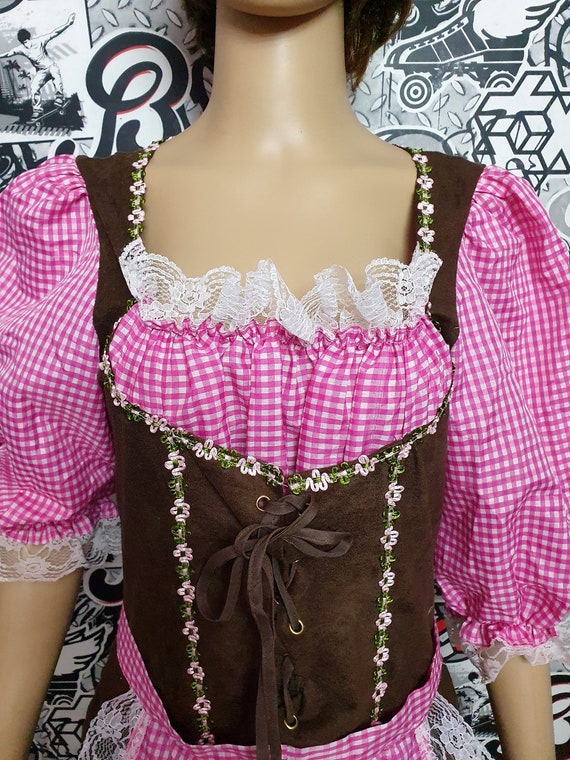 pink Gingham Dirndl Dress Oktoberfest Clothing pi… - image 4