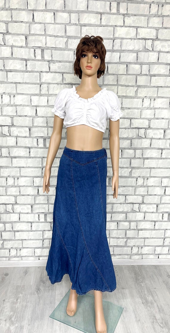 Long Denim Skirt M/L Mother Day Gift Womens Skirt Maxi Skirt